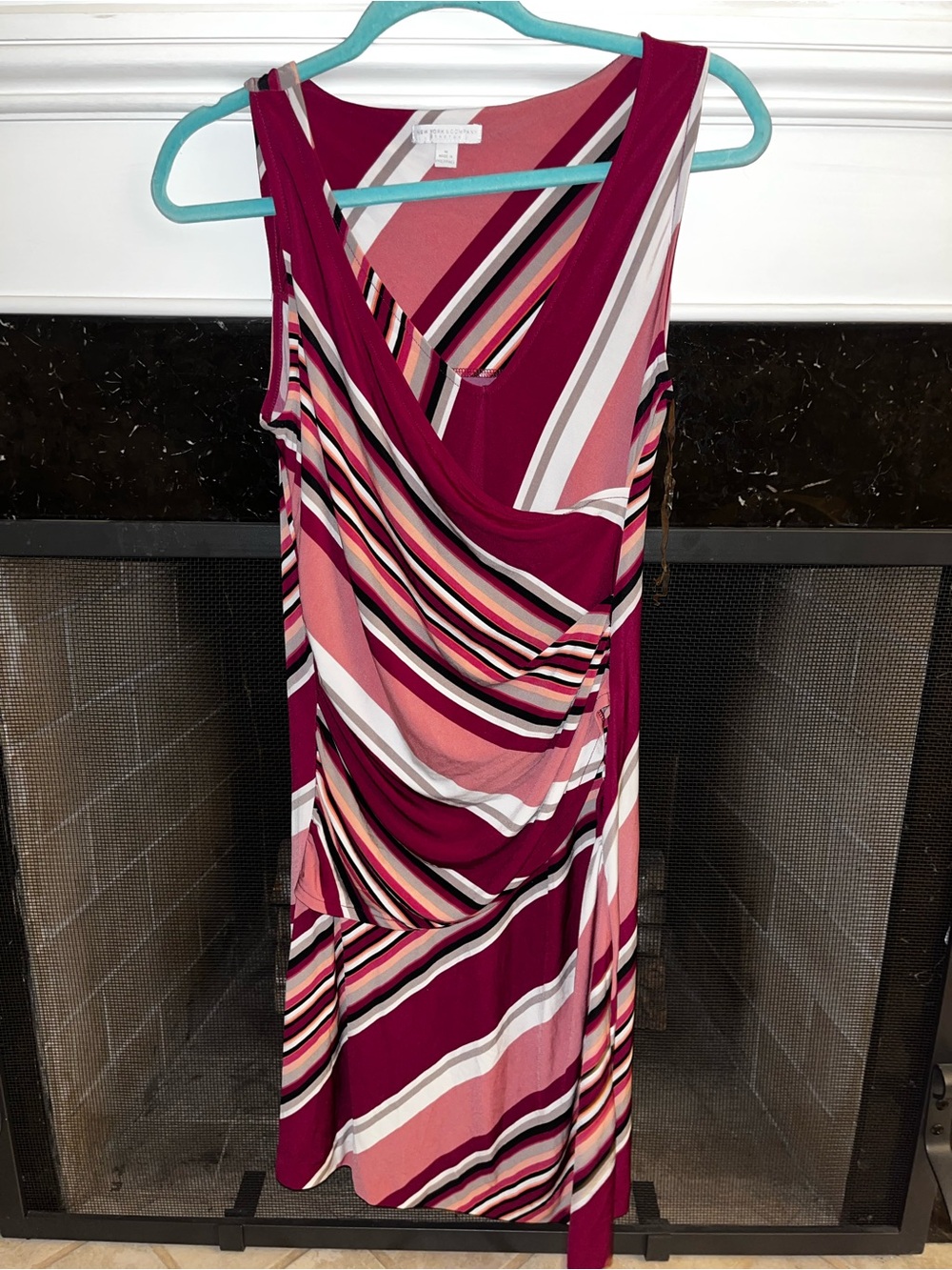 Sleeveless Striped Dress - Magenta/Pink